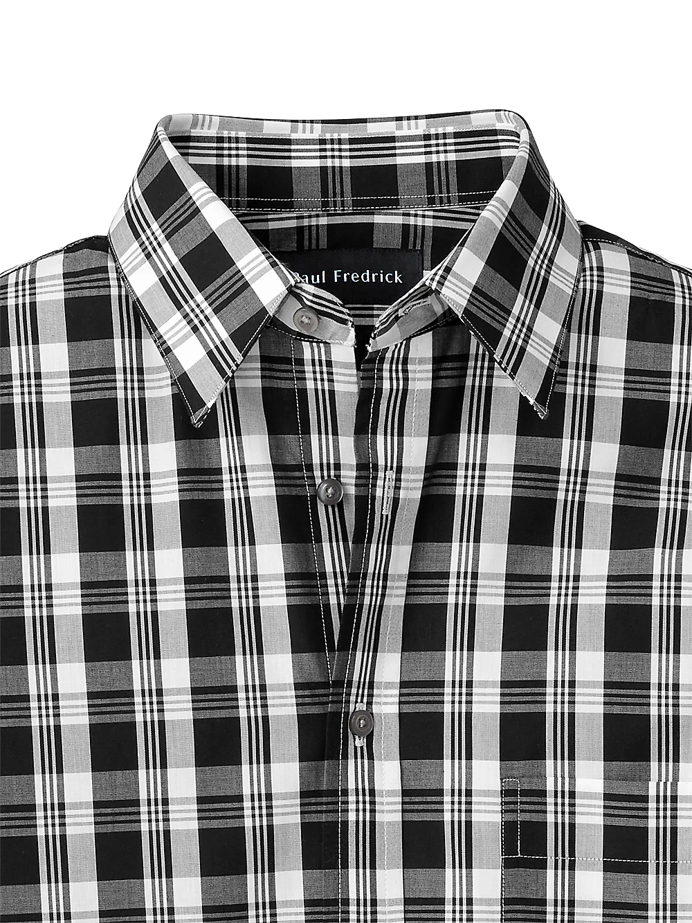 Cotton Plaid Casual Shirt - White/black