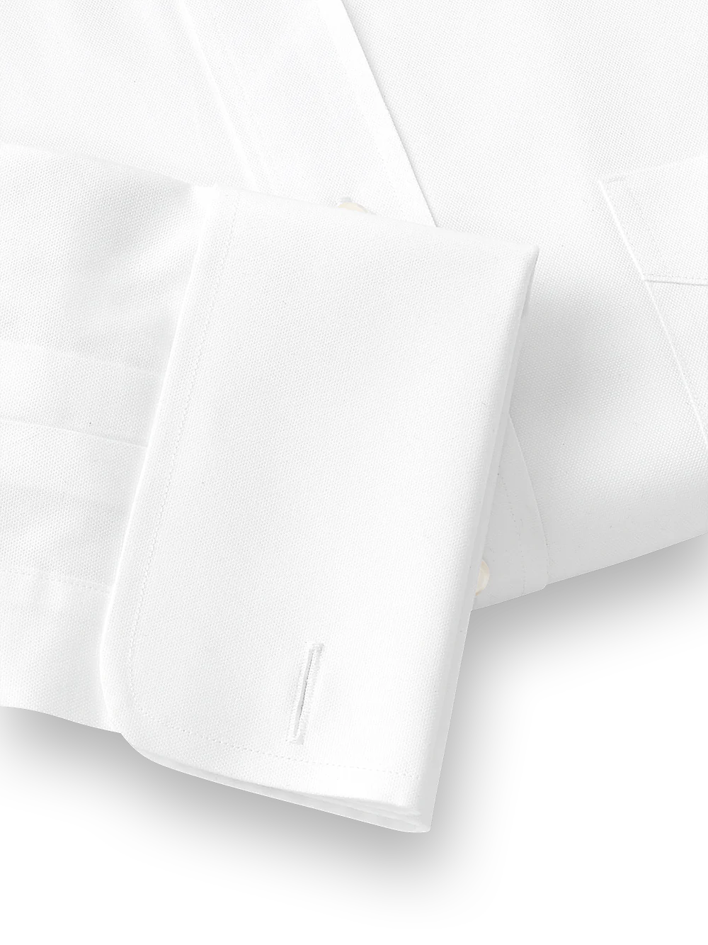 Superfine Egyptian Cotton Solid Color Straight Collar French Cuff Dress Shirt - White