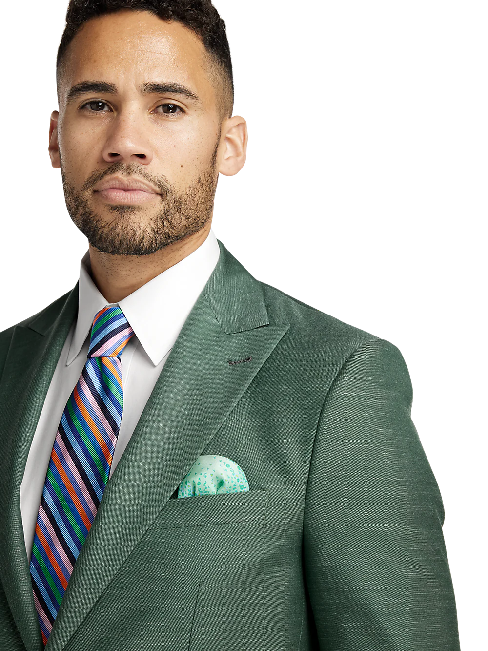 Performance Blend Single Breasted Peak Lapel Suit - Green