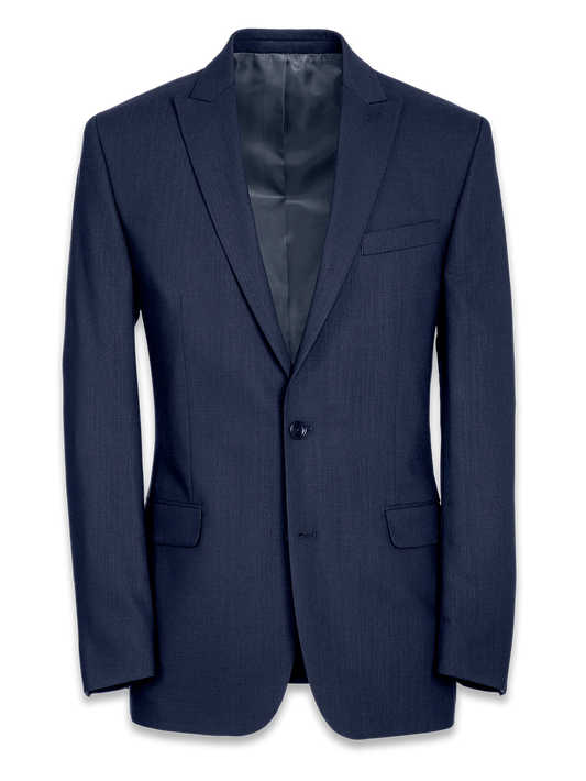 Tailored Fit Essential Wool Peak Lapel Suit Jacket - Navy