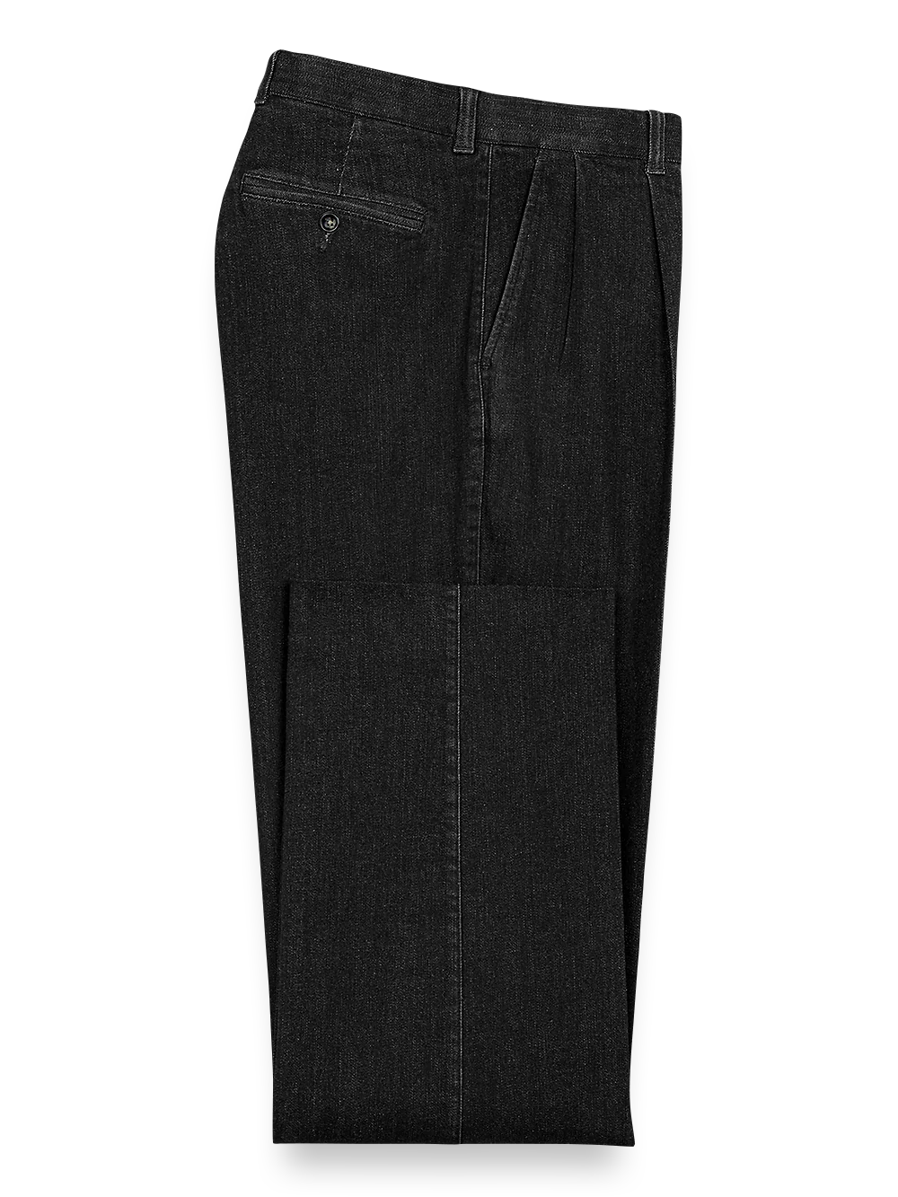 Pleated Denim Pants - Black