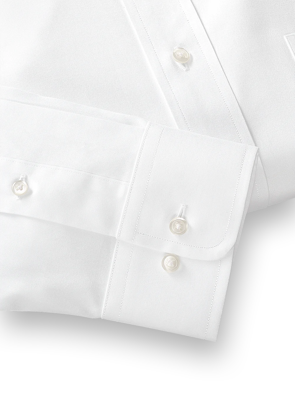 Pure Cotton Pinpoint Solid Color Straight Collar Dress Shirt - White