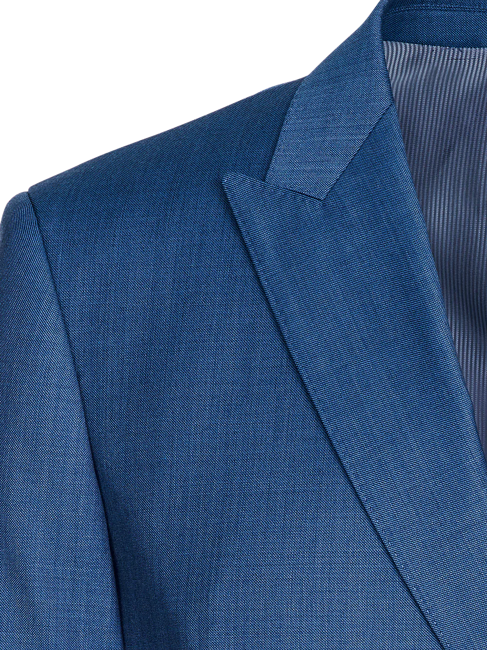 Classic Fit Sharkskin Double Breasted Peak Lapel Suit Jacket - Slate Blue