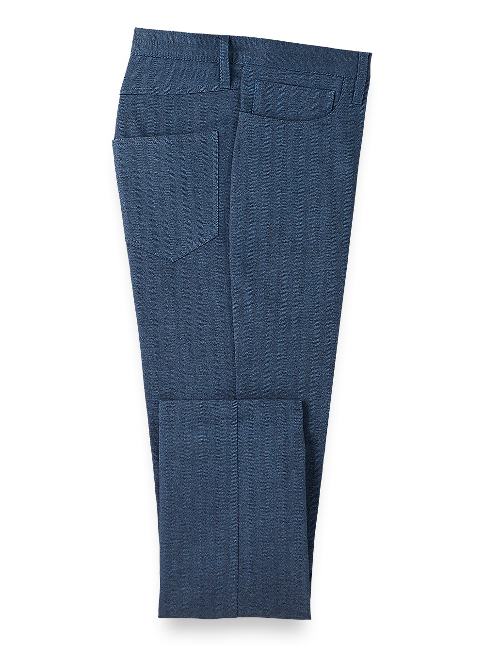 Cotton Herringbone Five Pocket Pants - Blue