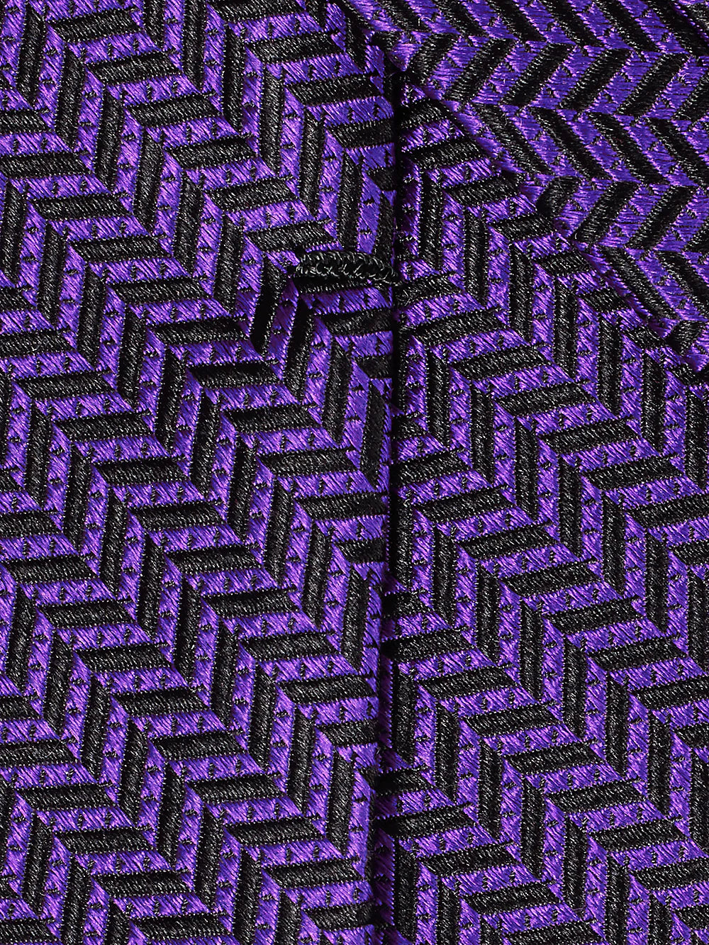 Herringbone Woven Silk Tie - Purple