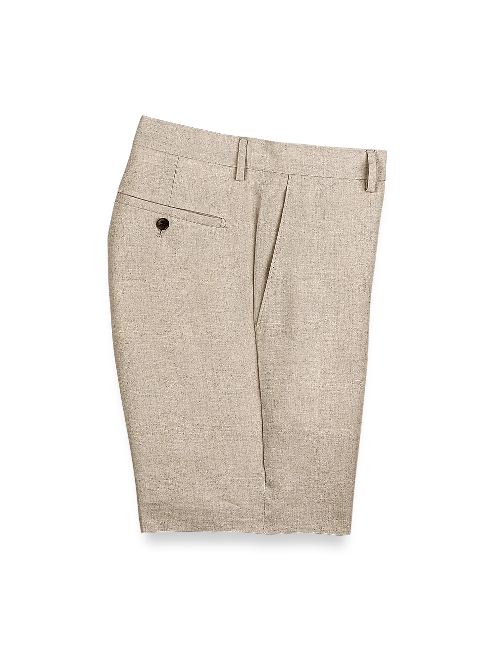 Linen Flat Front Shorts - Natural