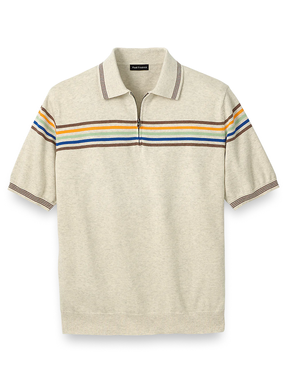 Cotton Zip Polo - White Multi