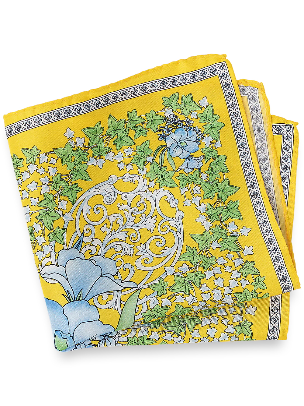 Floral Silk Pocket Square - Yellow Multi