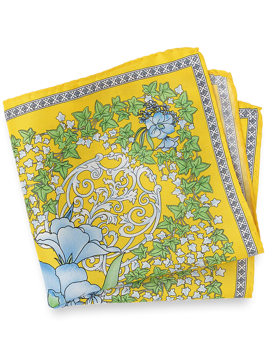 Floral Silk Pocket Square - Yellow Multi