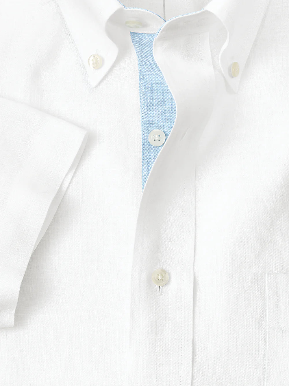 Non-Iron Linen Solid Dress Shirt With Contrast Trim - White