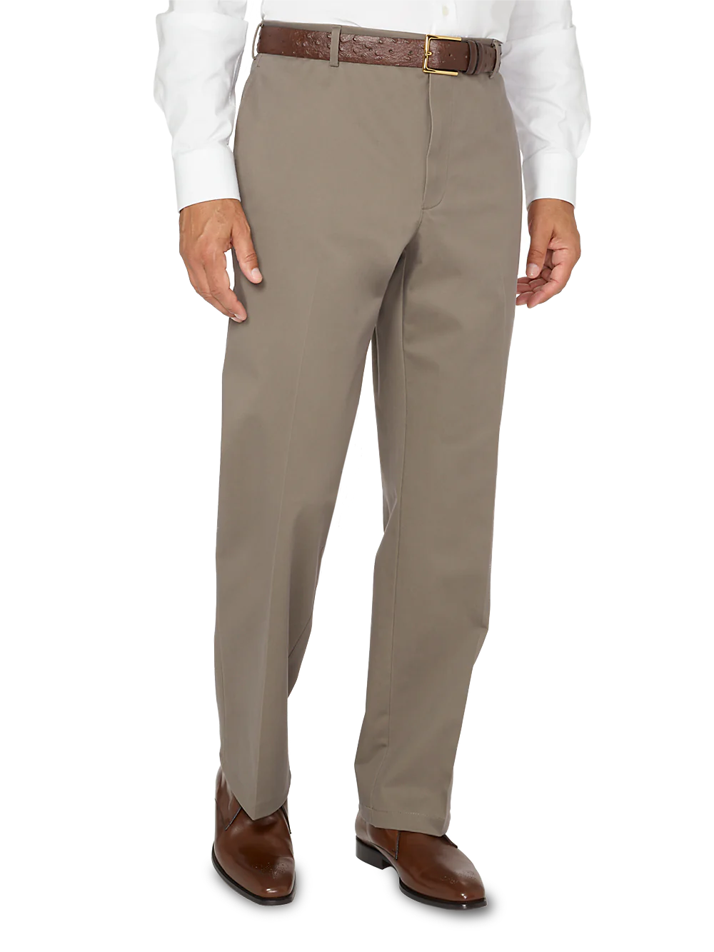 Non-Iron Impeccable Flat Front Pant - Slate Brown