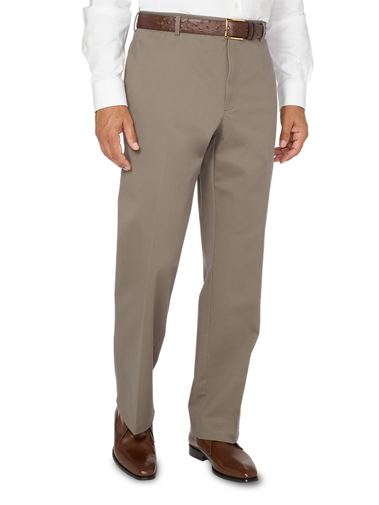 Non-Iron Impeccable Flat Front Pant - Slate Brown