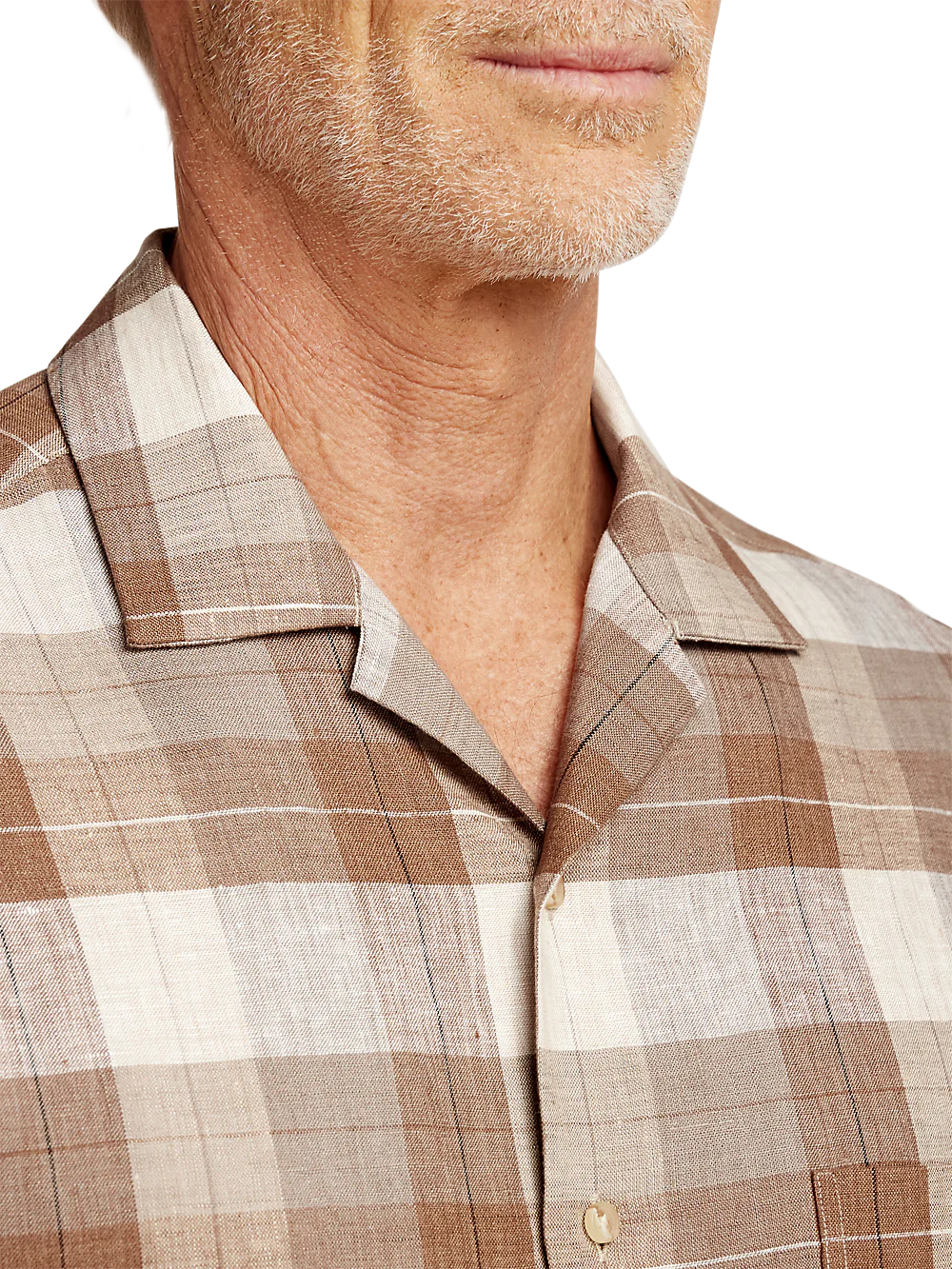 Linen Plaid Casual Shirt - Brown