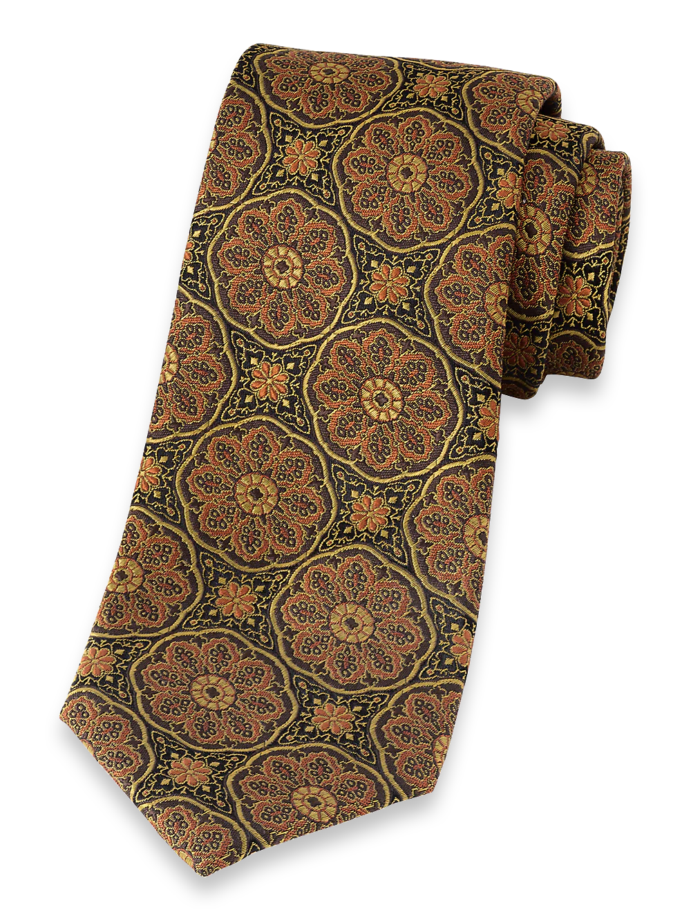 Medallion Woven Silk Tie - Yellow