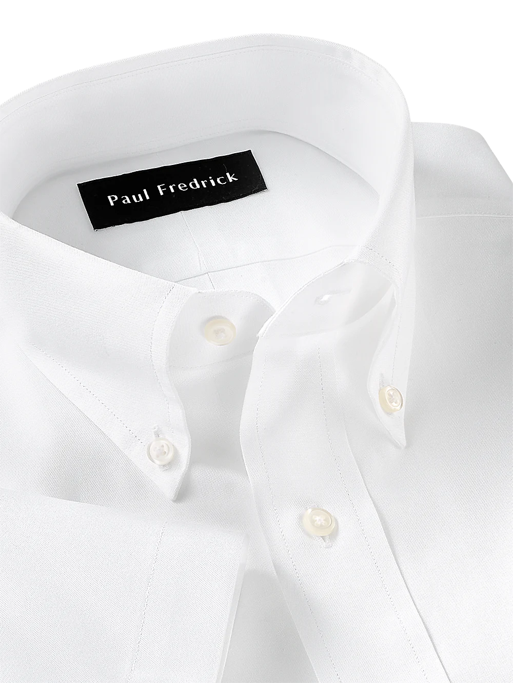 Pure Cotton Pinpoint Solid Color Button Down Collar Short Sleeve Dress Shirt - White