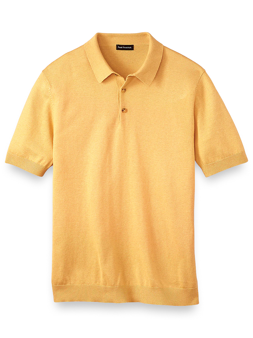 Silk Cotton and Cashmere Three Button Polo - Yellow