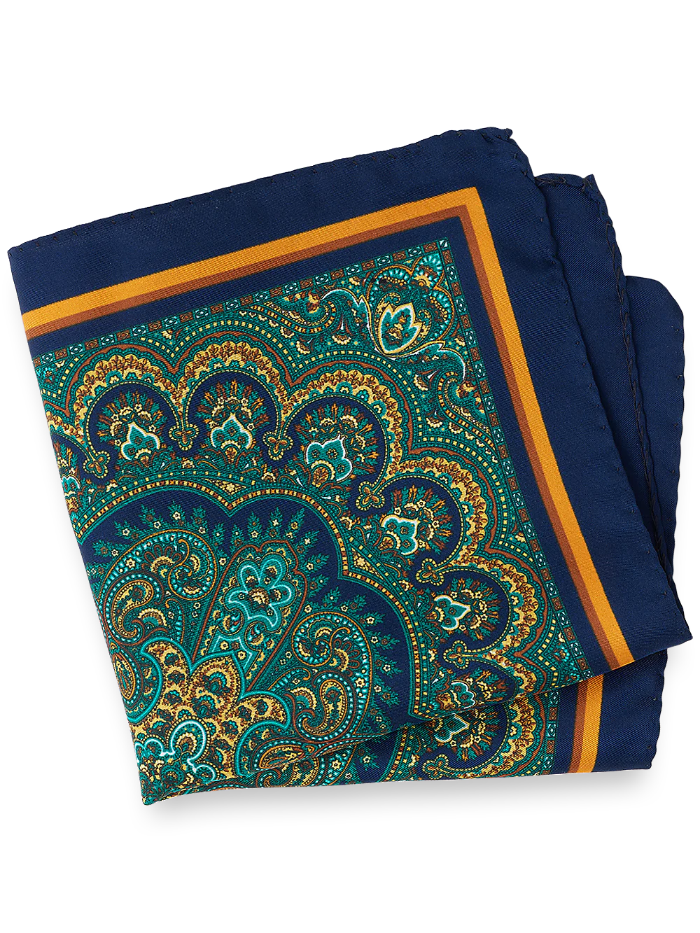 Medallion Silk Pocket Square - Navy Multi