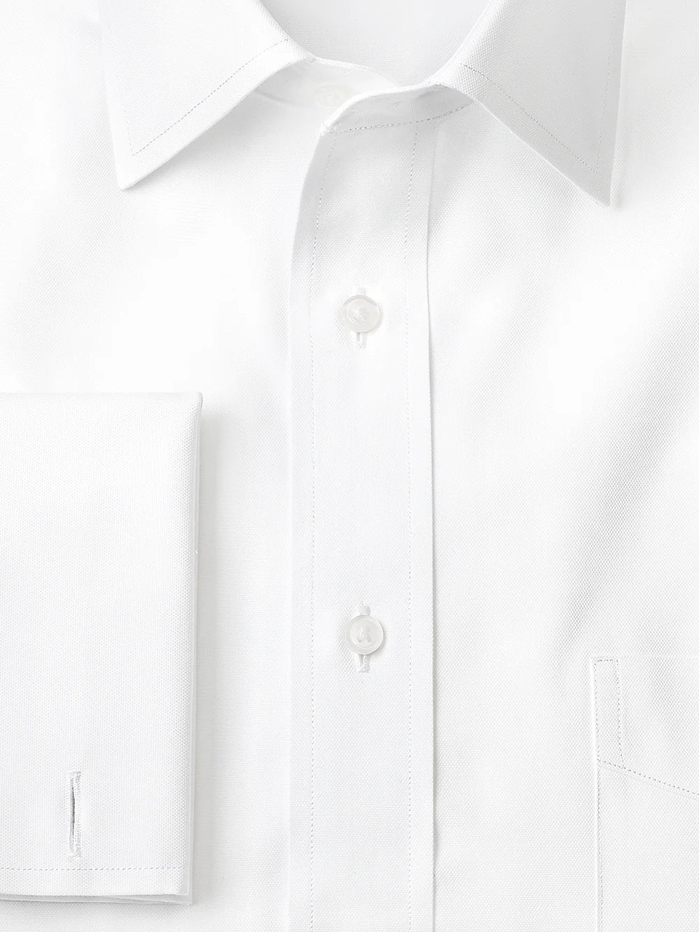 Superfine Egyptian Cotton Solid Color Spread Collar French Cuff Dress Shirt - White