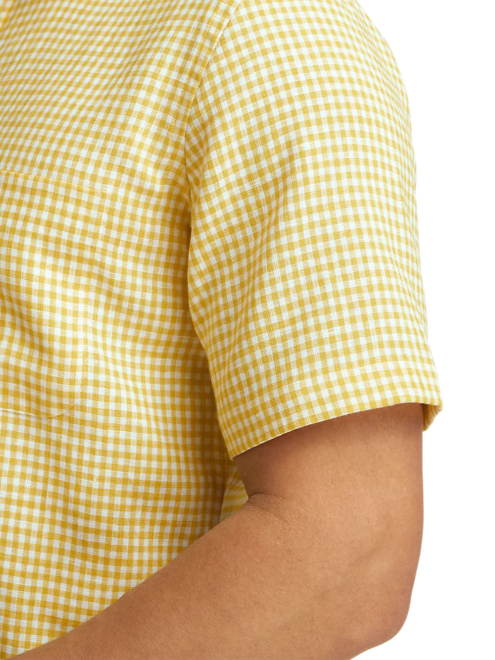 Linen Gingham Check Casual Shirt - Yellow