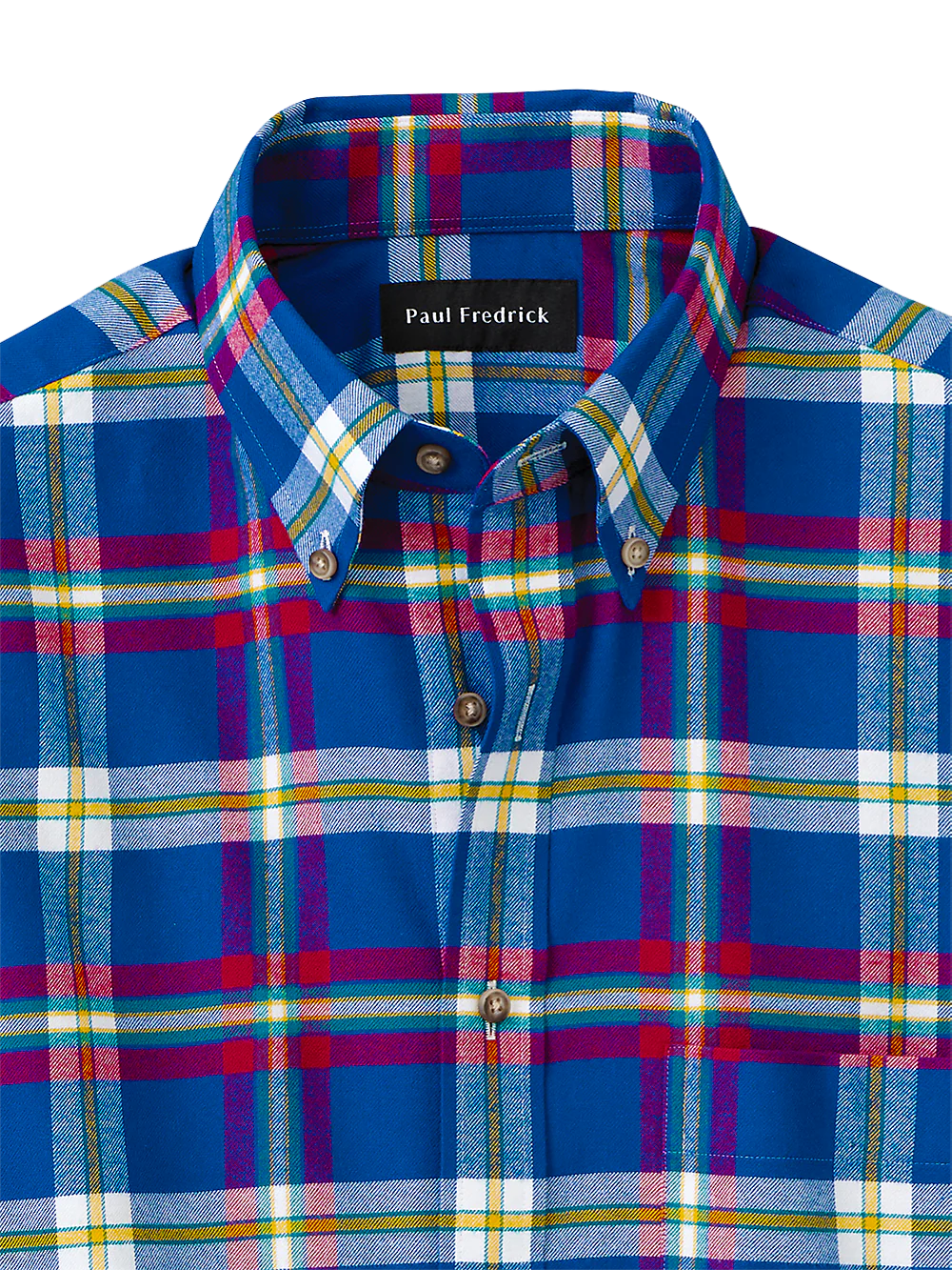 Brushed Twill Plaid Casual Shirt - Cobalt