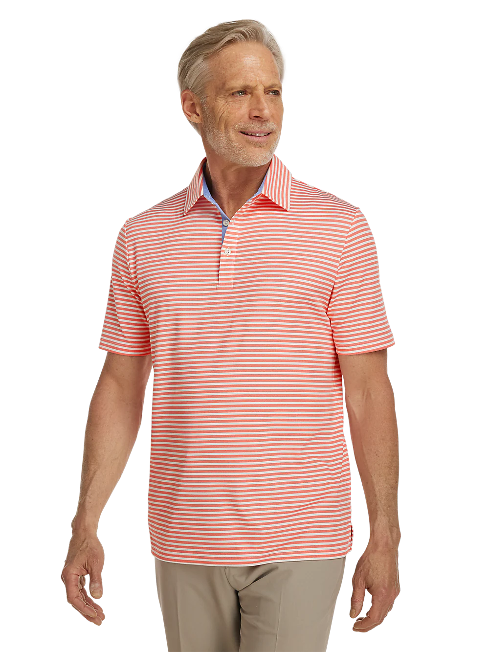 Performance Blend Three Button Polo - Coral