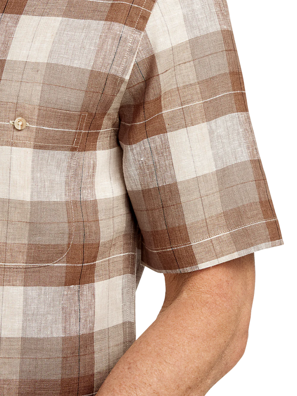 Linen Plaid Casual Shirt - Brown