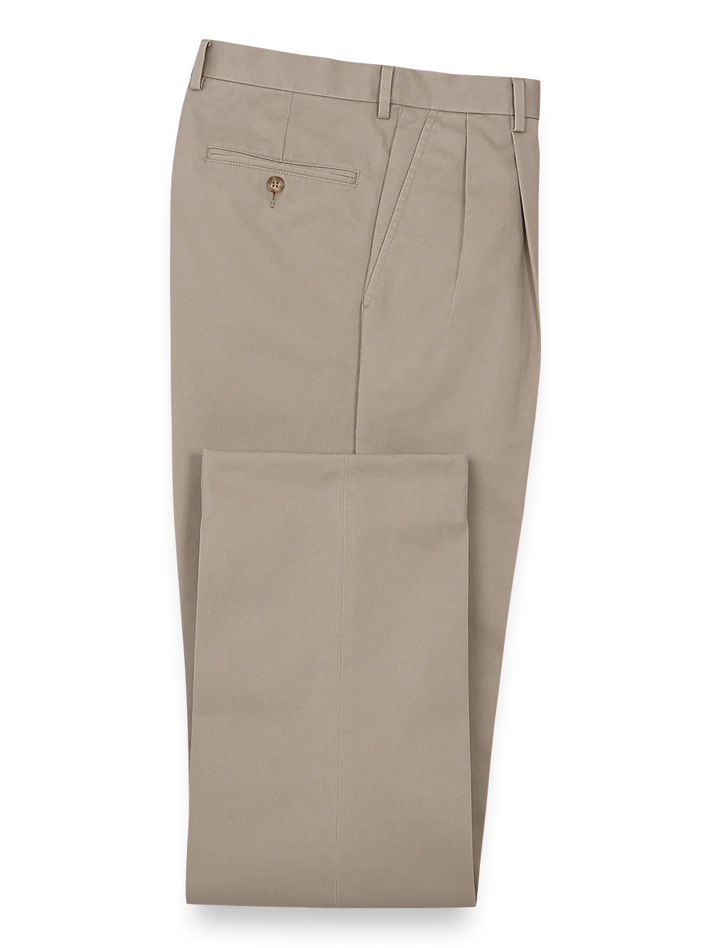 Non Iron Chino Pleated Pants - Khaki