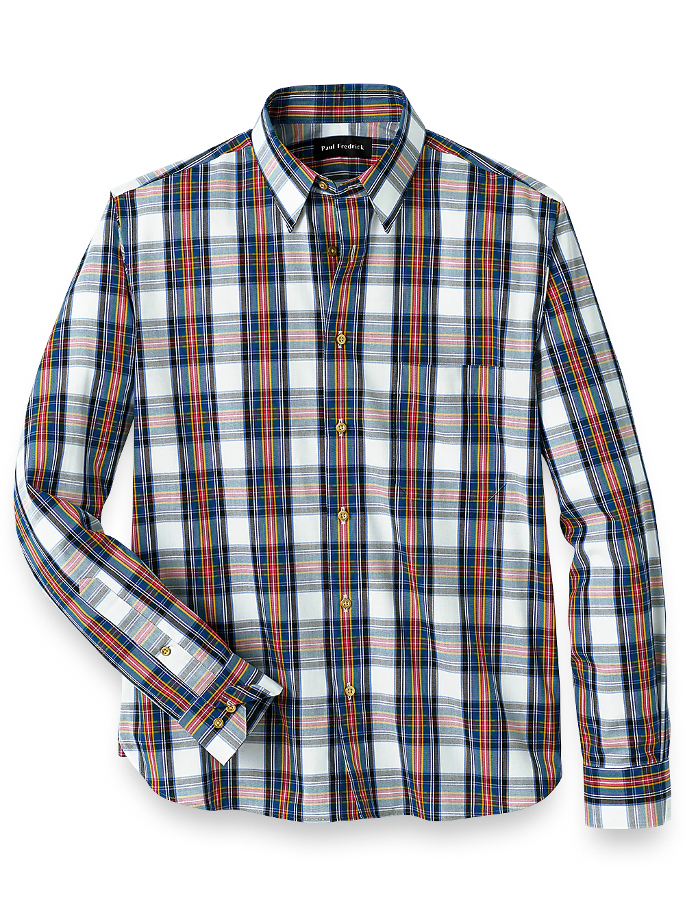 Cotton Blend Tartan Plaid Casual Shirt - White Multi