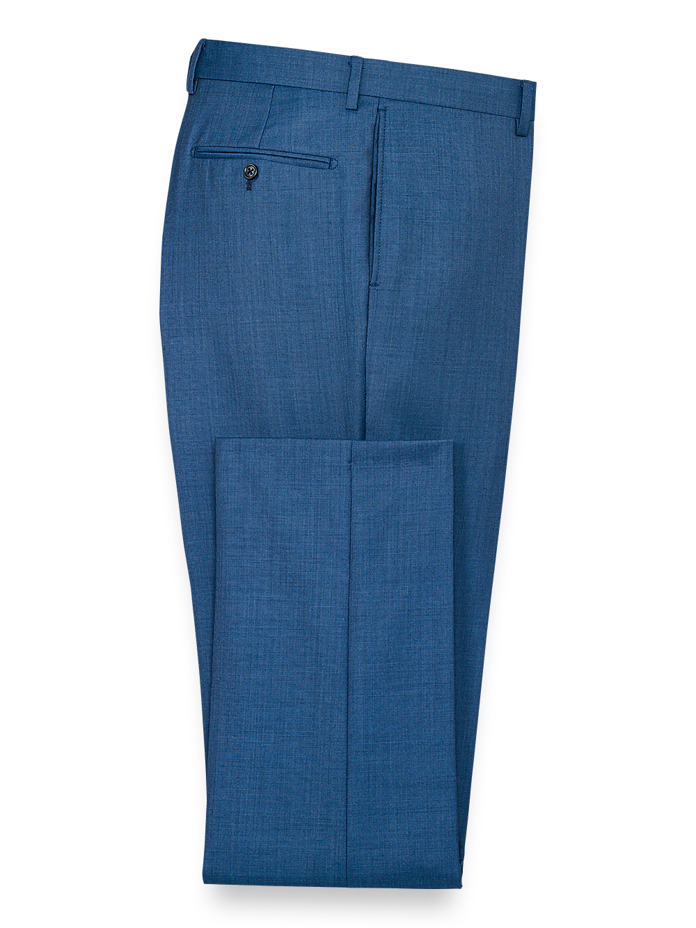 Classic Fit Sharkskin Flat Front Suit Pants - Slate Blue