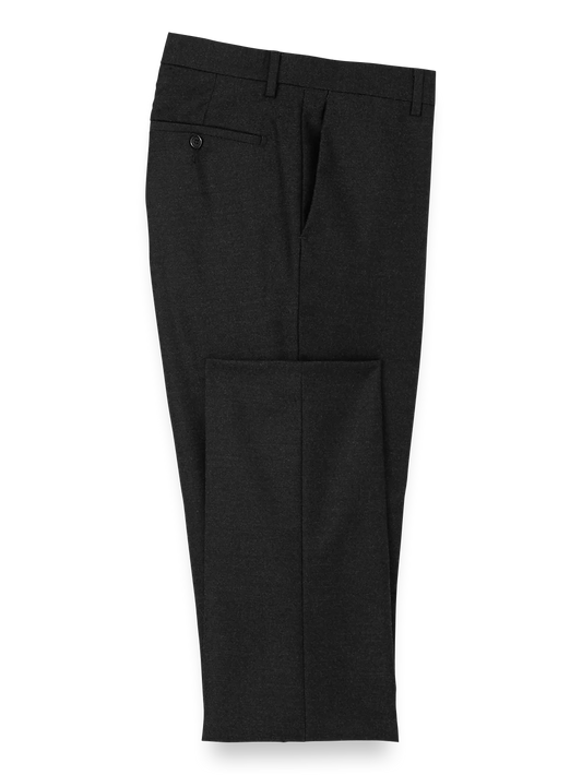 Wool Flannel Flat Front Pants - Black