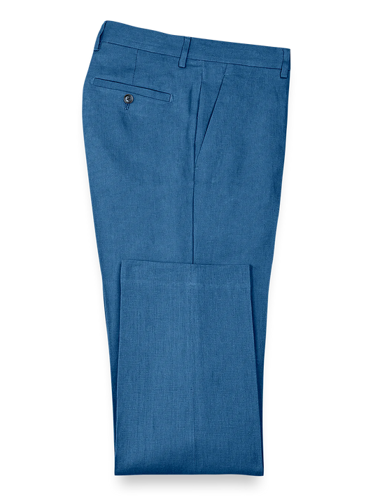 Linen Flat Front Pants - Indigo