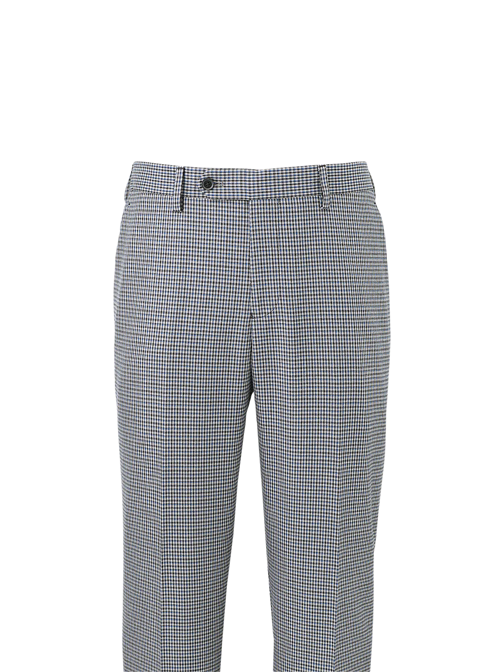 Microfiber Check Flat Front Pants - Blue