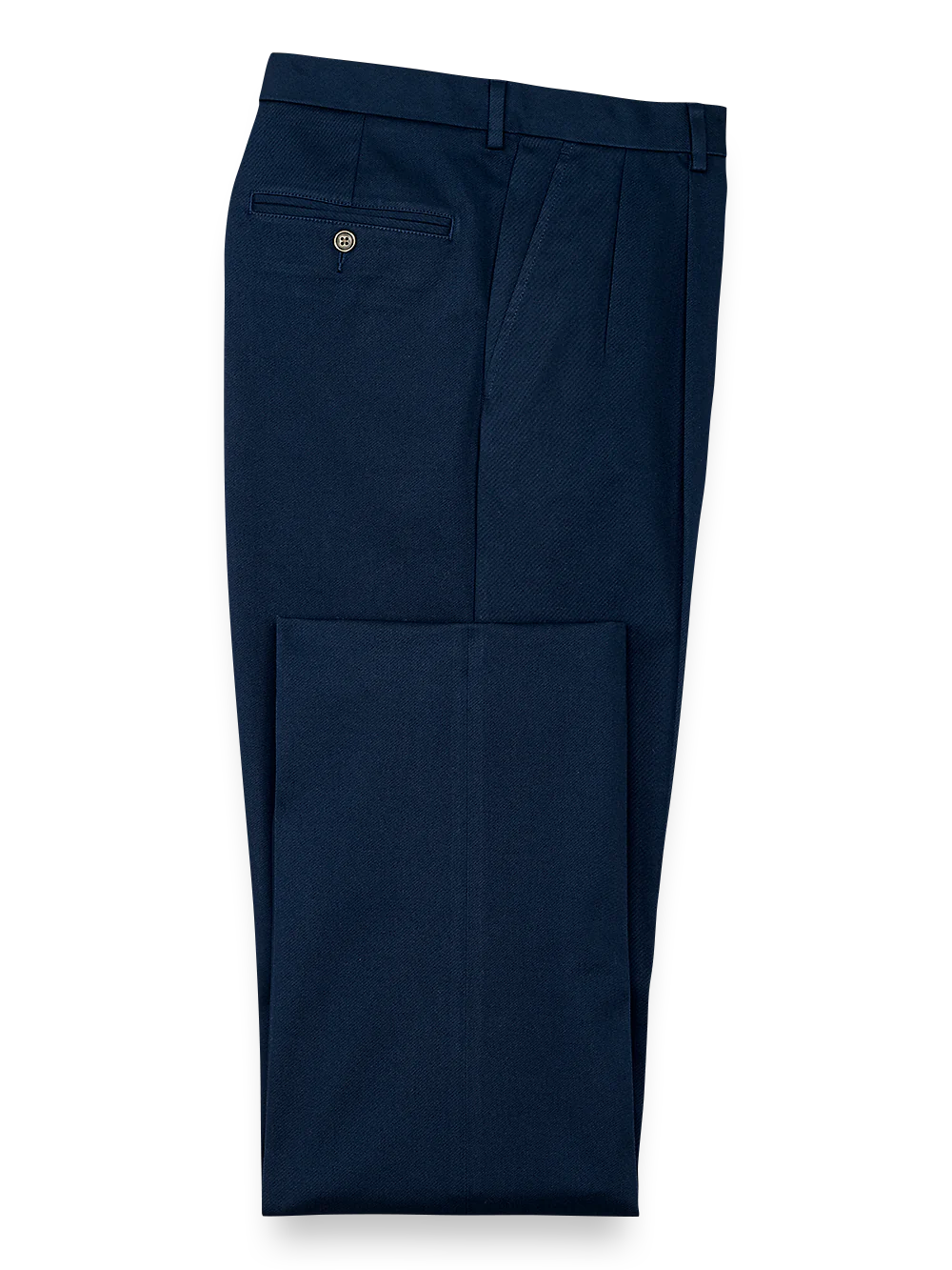 Impeccable Cotton Chino Pleated Pants - Navy