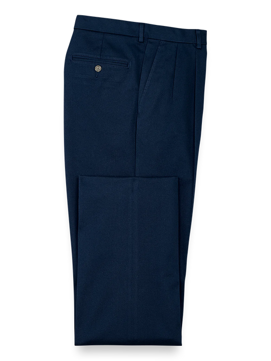 Impeccable Cotton Chino Pleated Pants - Navy