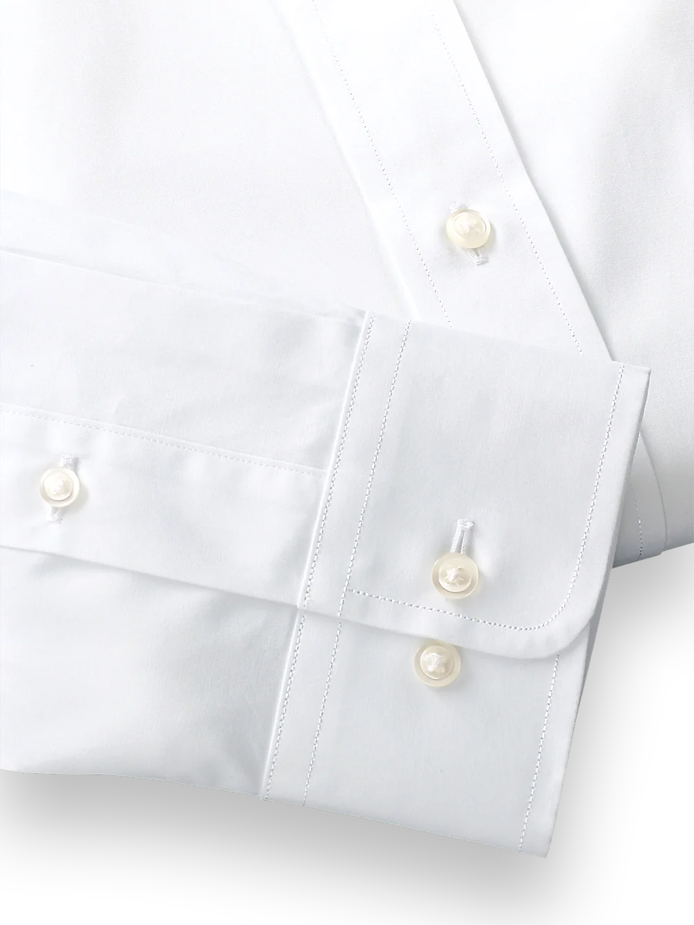 Slim Fit Pure Cotton Broadcloth Solid Color Button Down Collar Dress Shirt - White