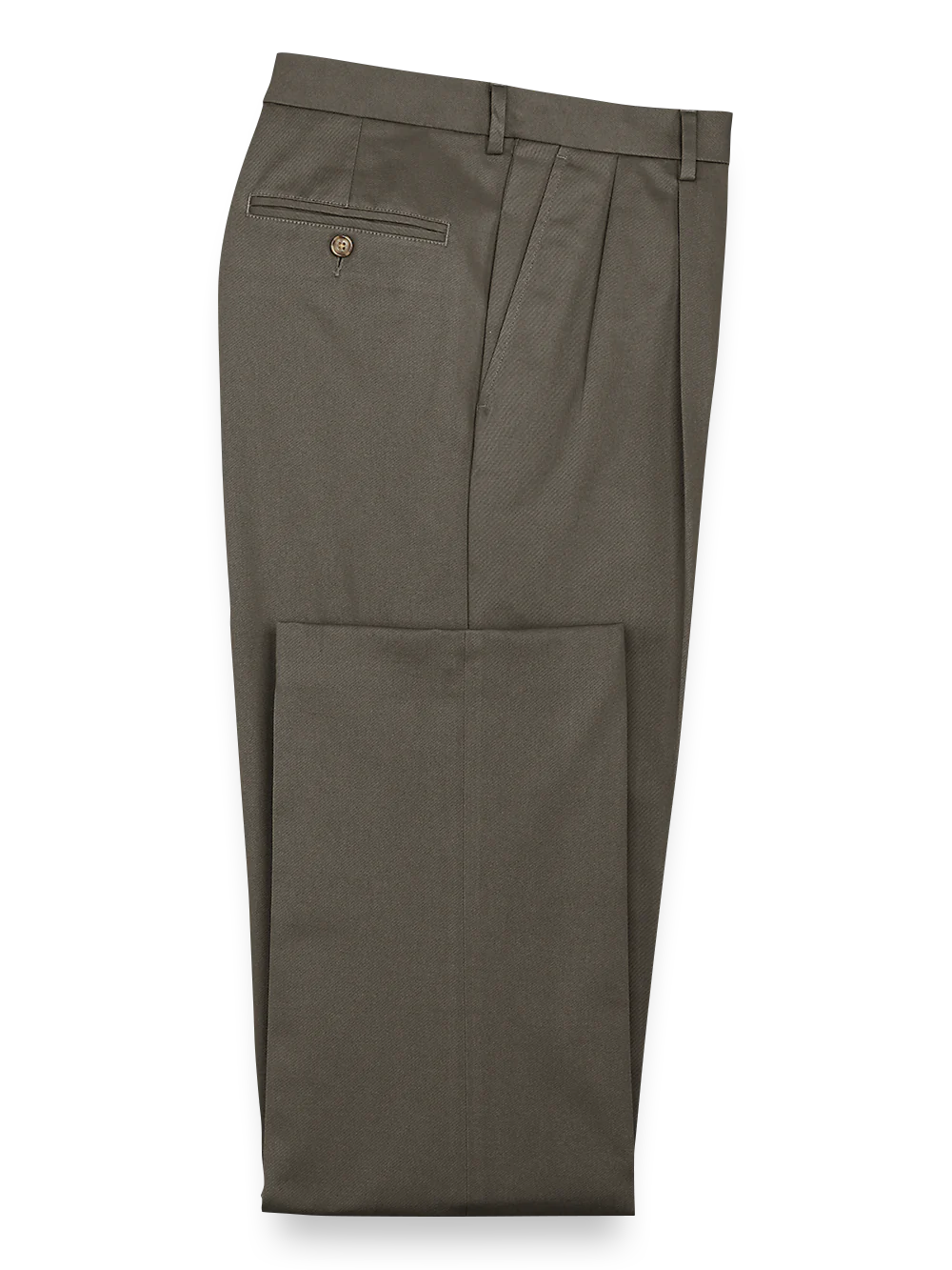 Impeccable Cotton Chino Pleated Pants - Slate Brown