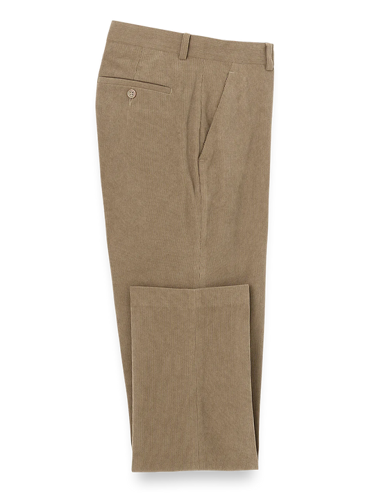 Corduroy Flat Front Pants - Taupe