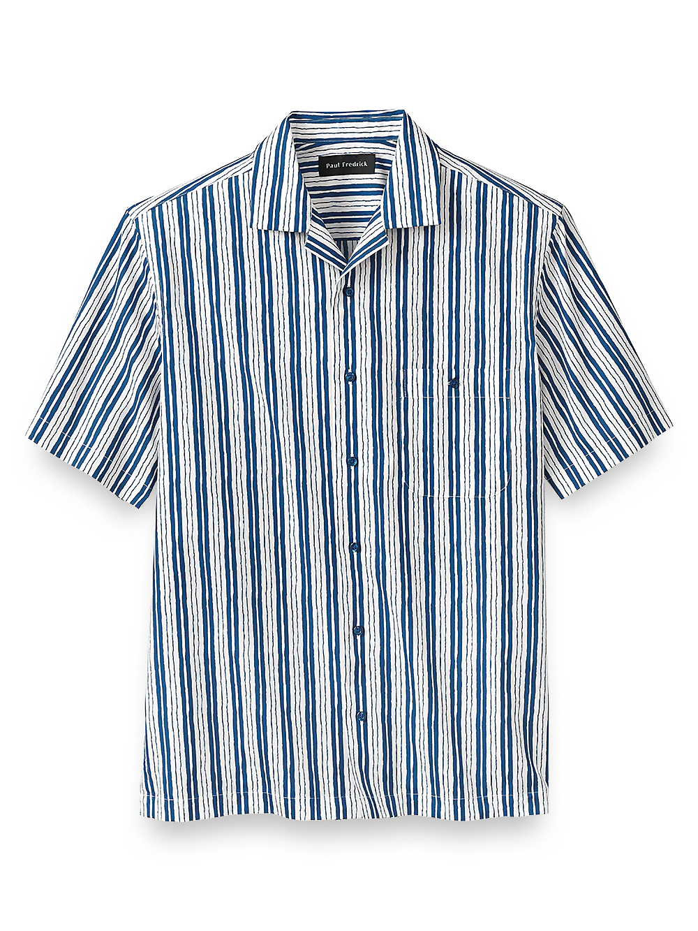 Cotton Stripe Print Casual Shirt - White/blue