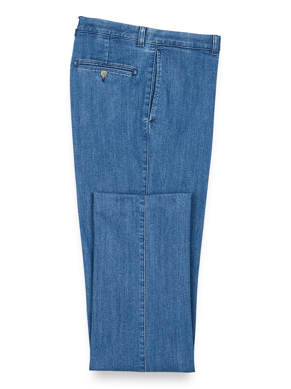 Flat Front Denim Pants - Medium Blue