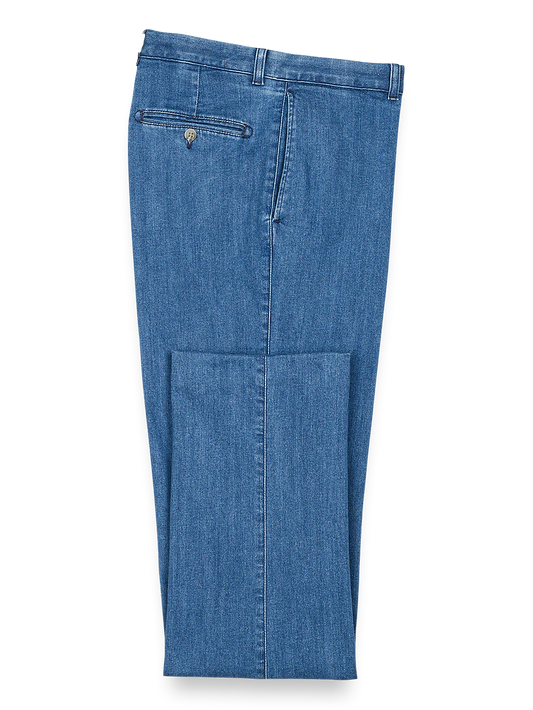 Flat Front Denim Pants - Medium Blue