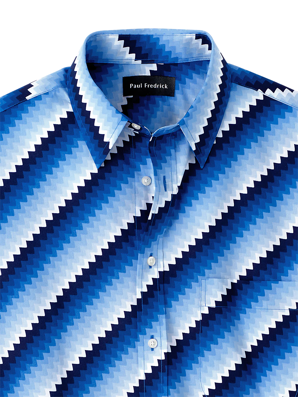 Cotton Diagonal Stripe Print Casual Shirt - Cobalt