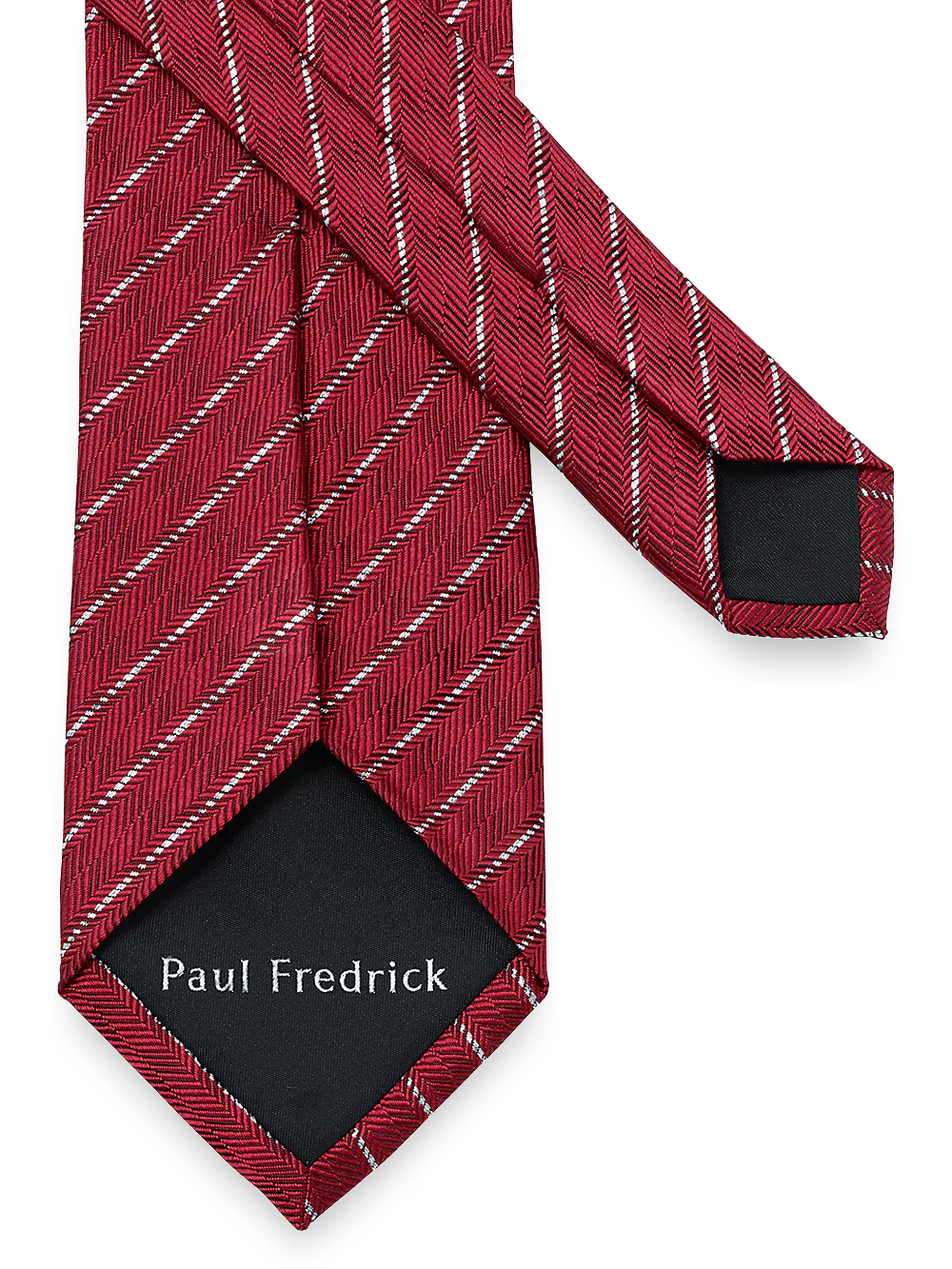 Stripe Woven Silk Blend Tie - Red