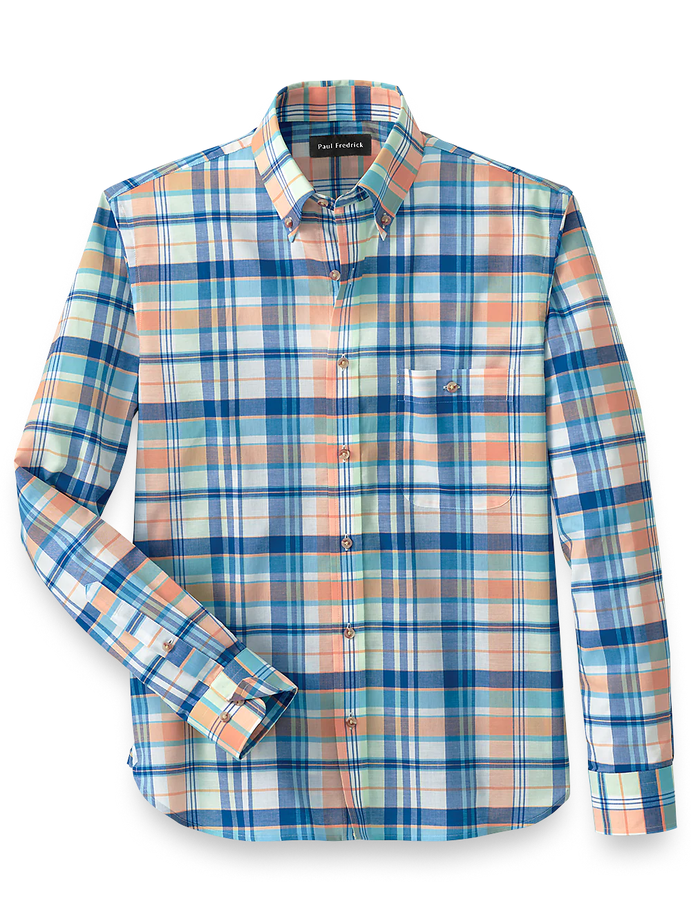 Cotton Madras Plaid Casual Shirt - Orange Multi