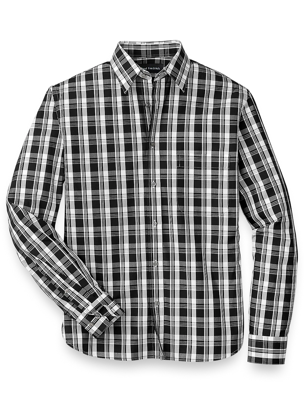 Cotton Plaid Casual Shirt - White/black