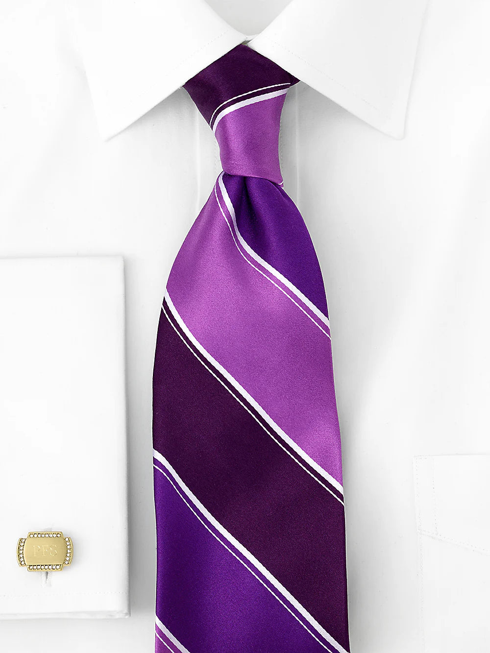 Stripe Woven Silk Tie - Purple