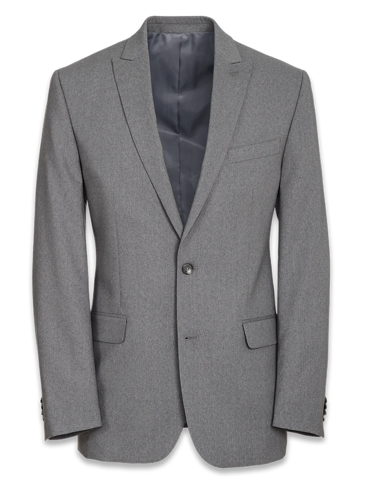 Classic Fit Essential Wool Peak Lapel Side Vents Suit Jacket - Grey