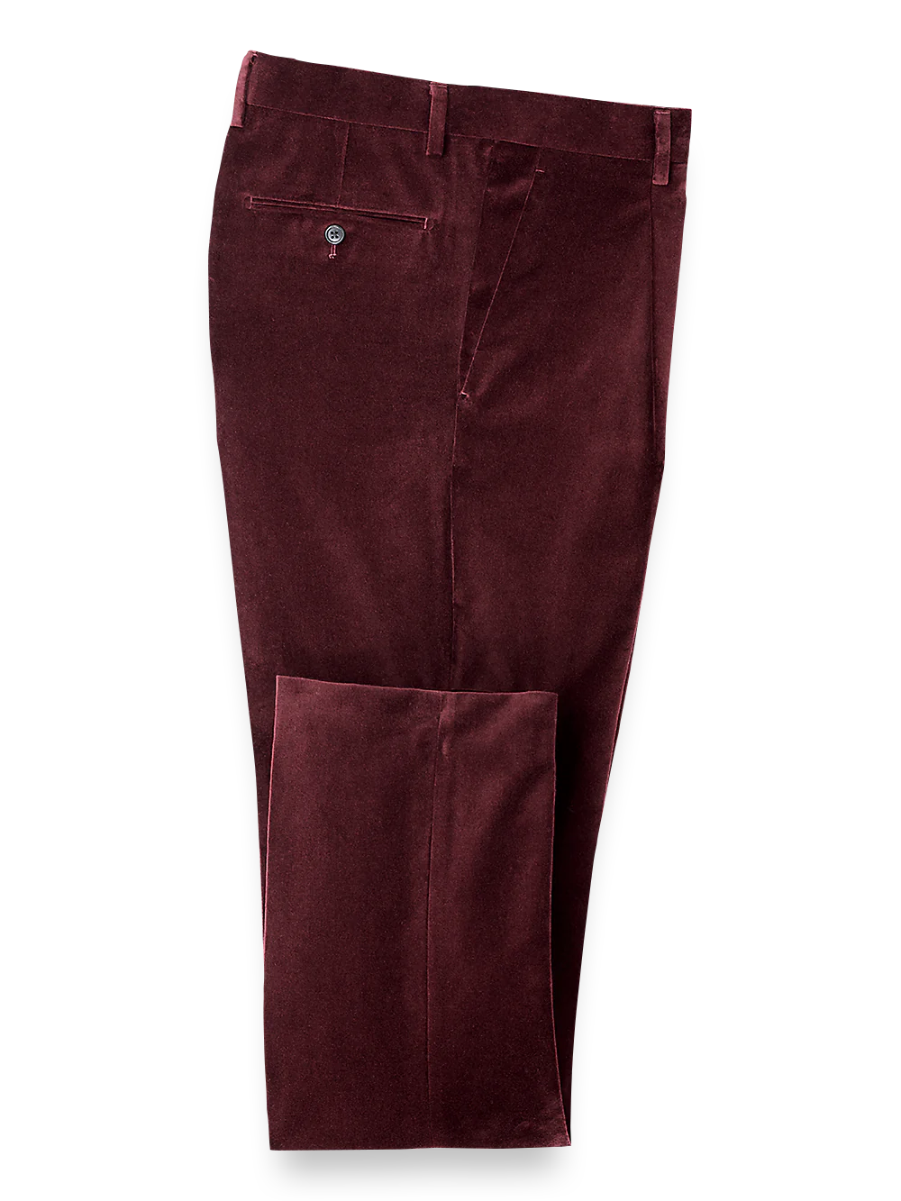 Cotton Velvet Single-Pleat Suit Pants - Wine