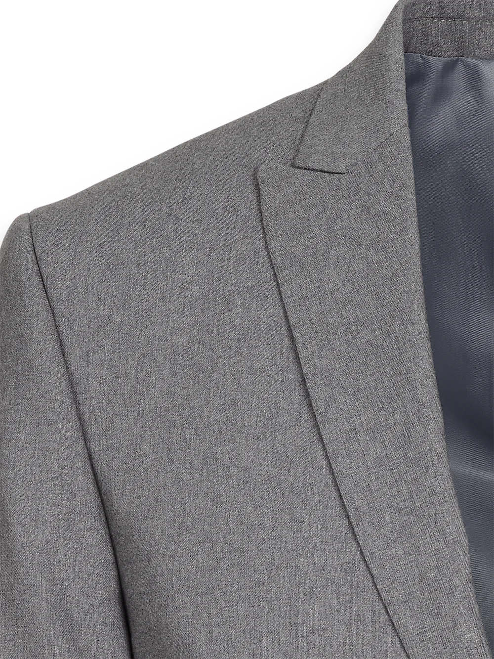 Tailored Fit Essential Wool Peak Lapel Suit Jacket - Grey