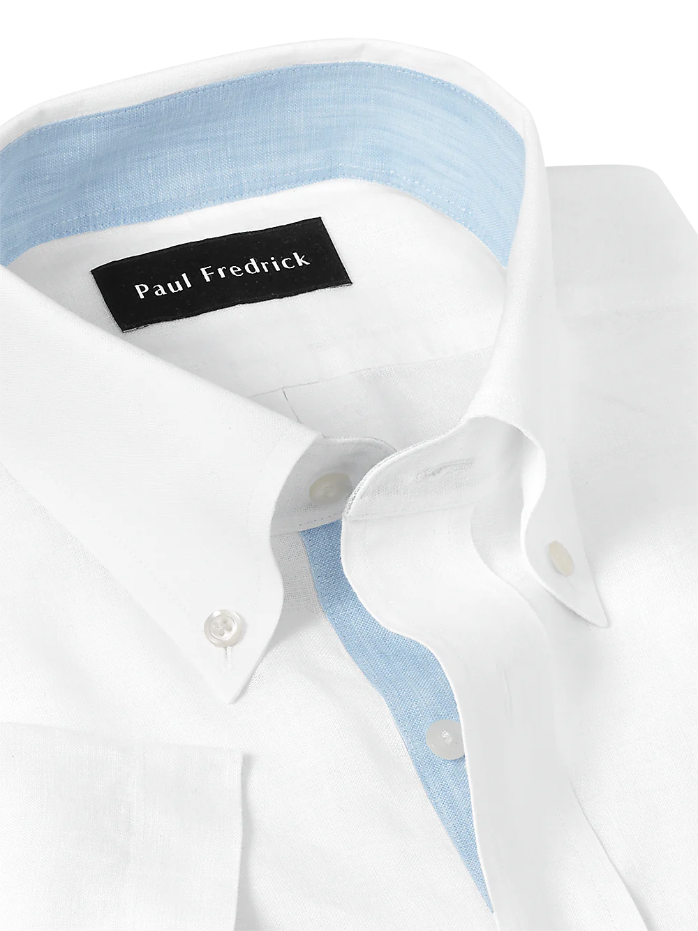 Non-Iron Linen Solid Dress Shirt With Contrast Trim - White