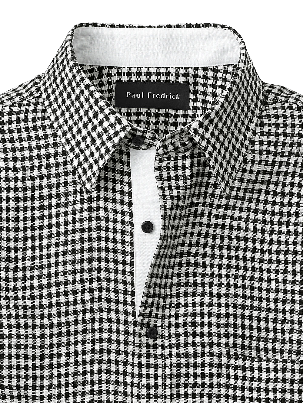 Linen Gingham Check Casual Shirt - Black